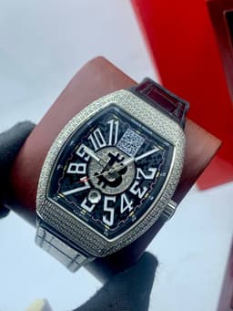 High Quality Luxury Black Leather Full Ice Franck Muller