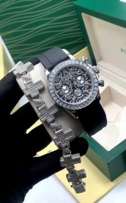 High Quality Luxury Rolex Watch and Zirconia Bracelets