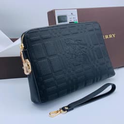 Premium Burberry Designer-Inspired Leather Executive Clutch