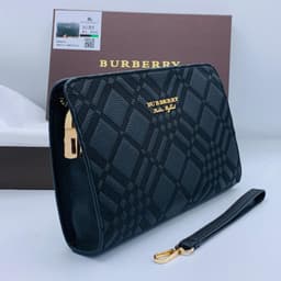 Premium Burberry Designer-Inspired Leather Executive Clutch
