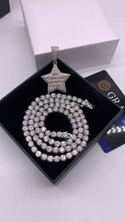 VVS Moissanite Diamond Tennis Neckchain and Star Pendant